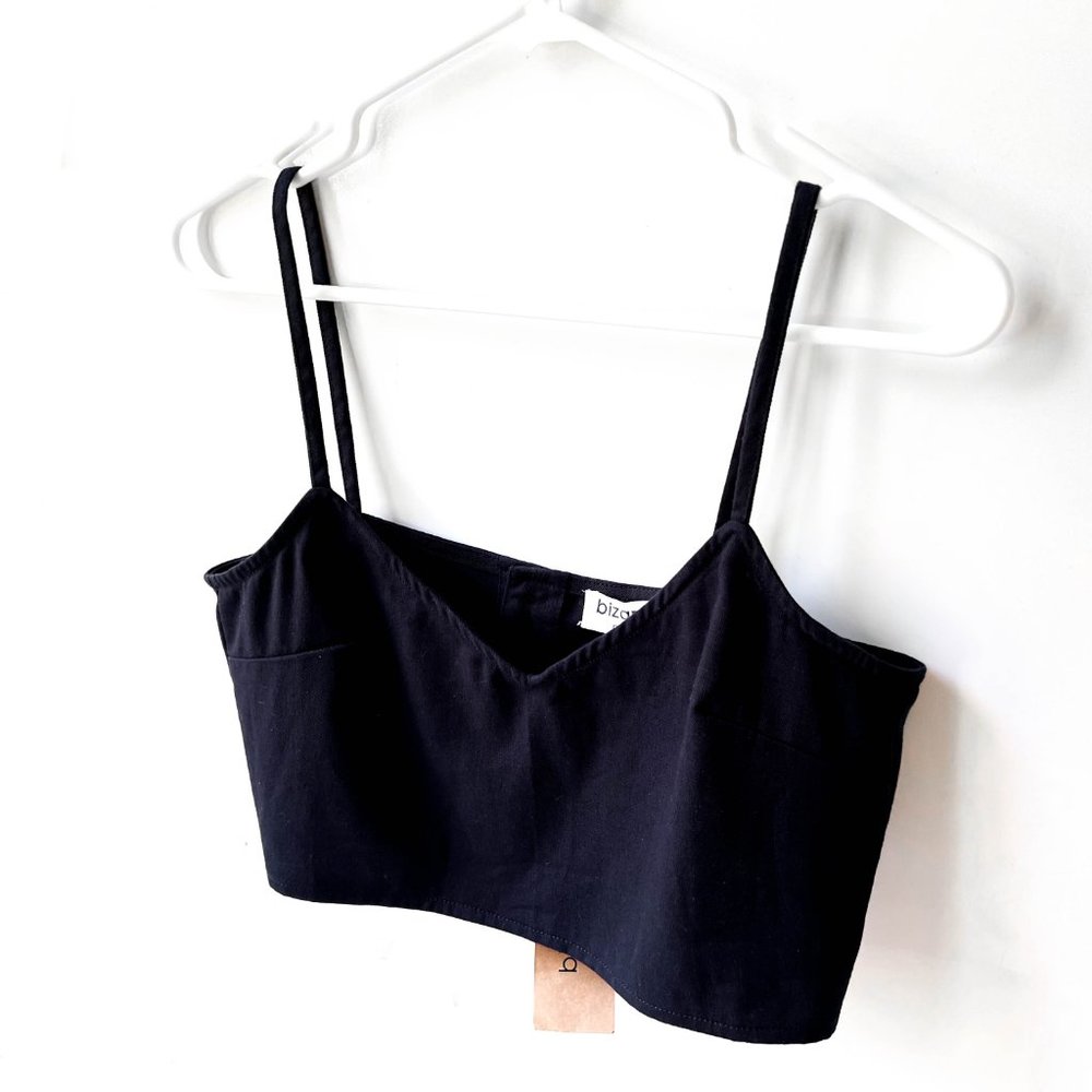 NWT bizance paris organic cotton crop top w/back button detail M - Picture 6 of 8